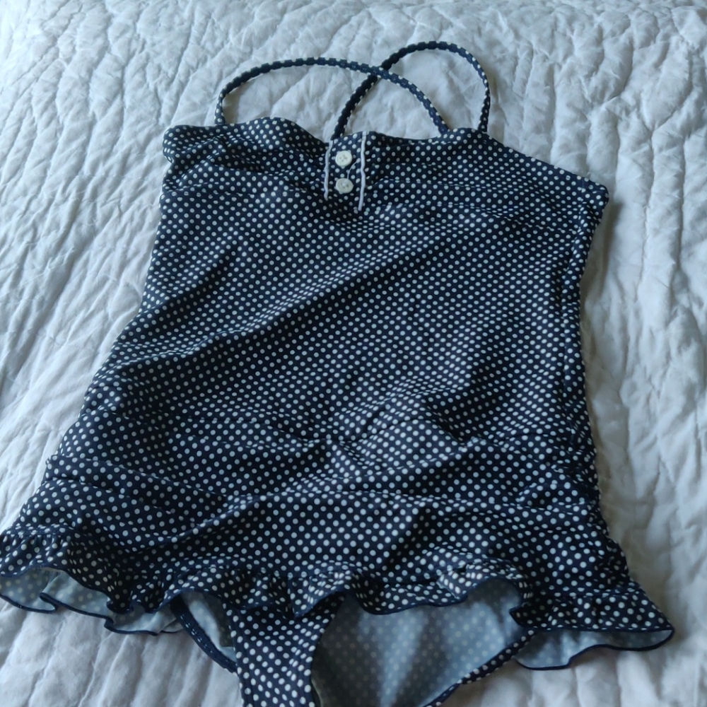 Size 12 girl's one piece polkadot swimsuit